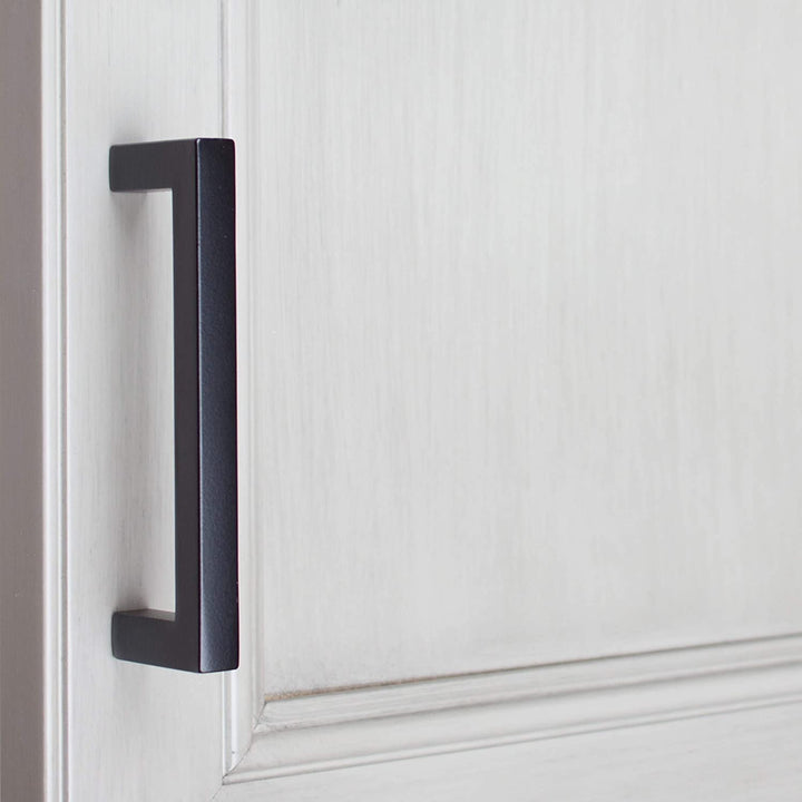 25 Pack 3 3/4 inch Center Solid Square Cabinet Pull Black Modern Contemporary Zinc Matte - Diamond Home USA
