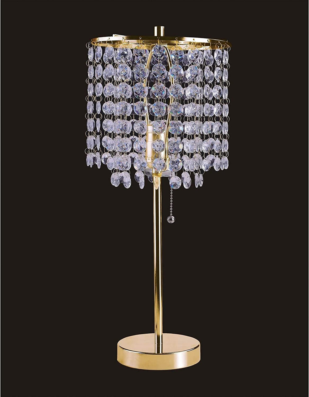 International Glam Stylish Gold Crystal Beaded Table Lamp Beige Traditional - Diamond Home USA
