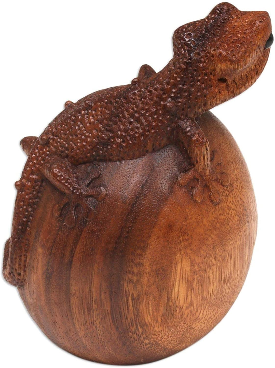 Wood Sculpture 'Watching Gecko' (Indonesia) Brown Handmade - Diamond Home USA