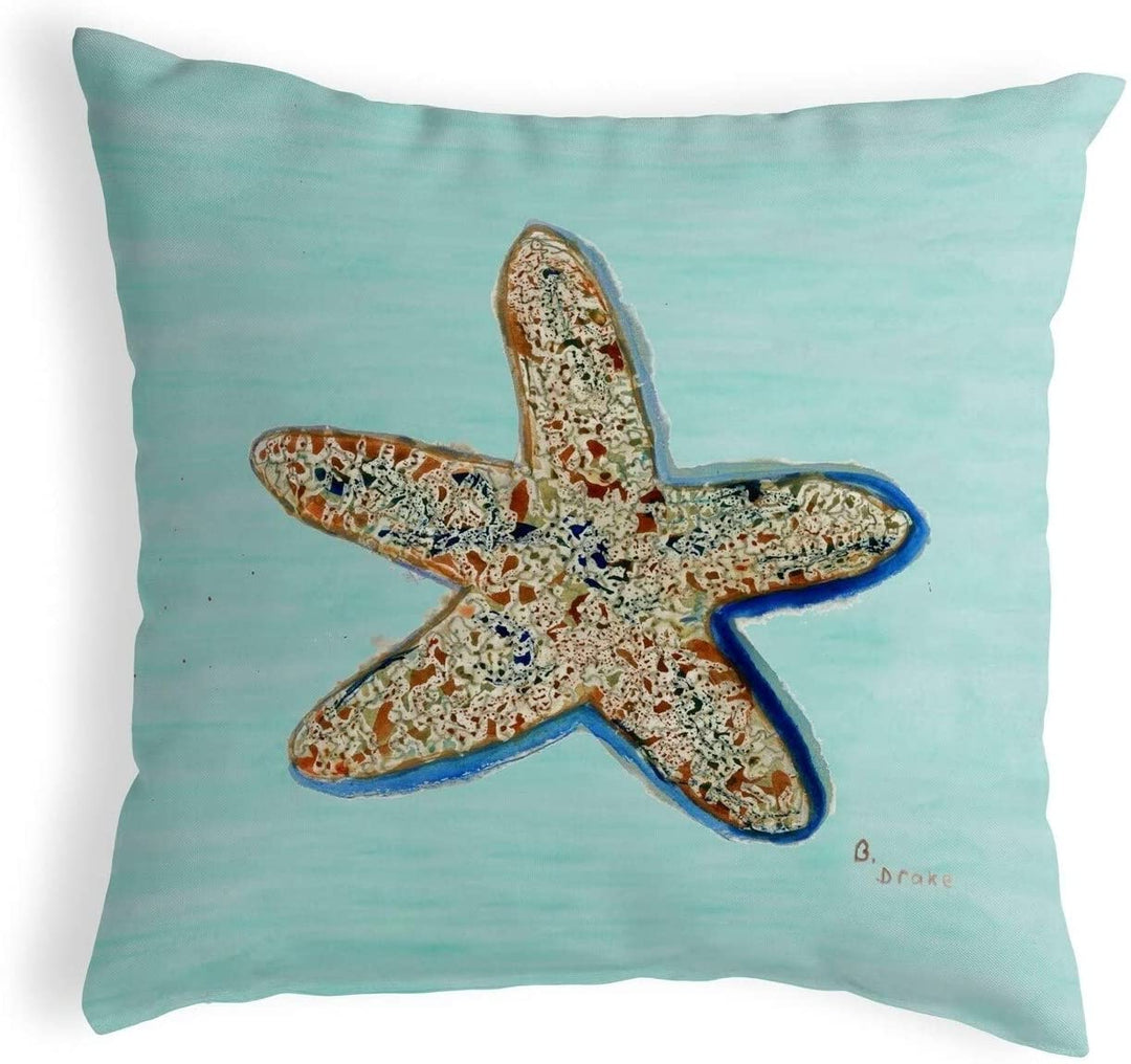Starfish Teal Small No Cord Pillow 12x12 Color Graphic