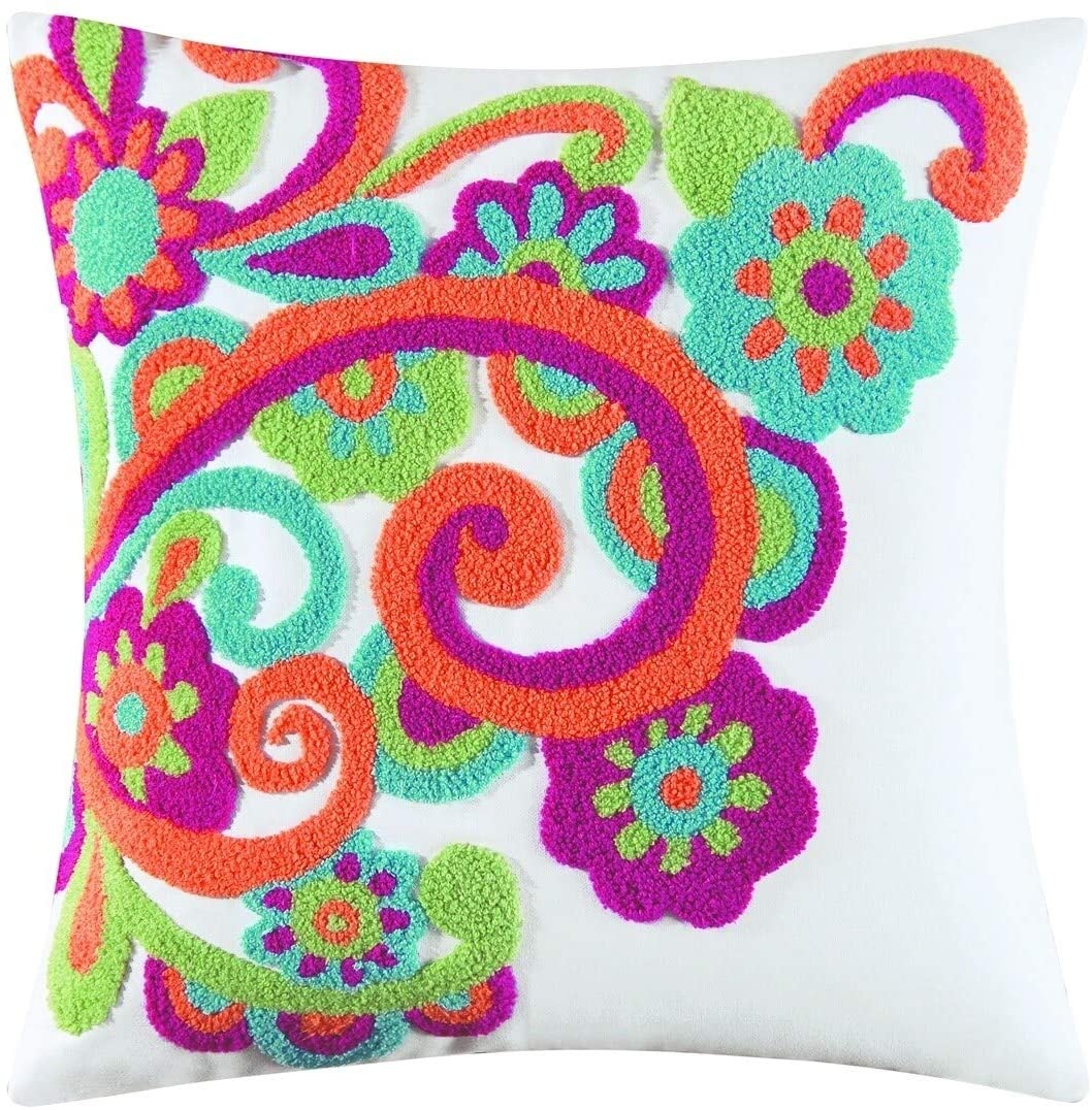 Flower Tufted 16 Inch Throw Decorative Accent illow Green