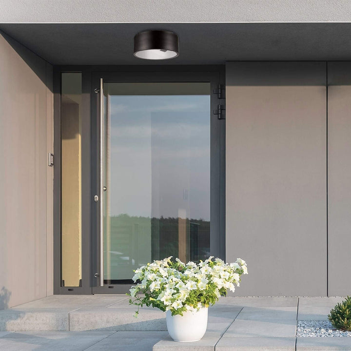 1 Light Dark Bronze Outdoor Indoor Flush Mount Ceiling Light