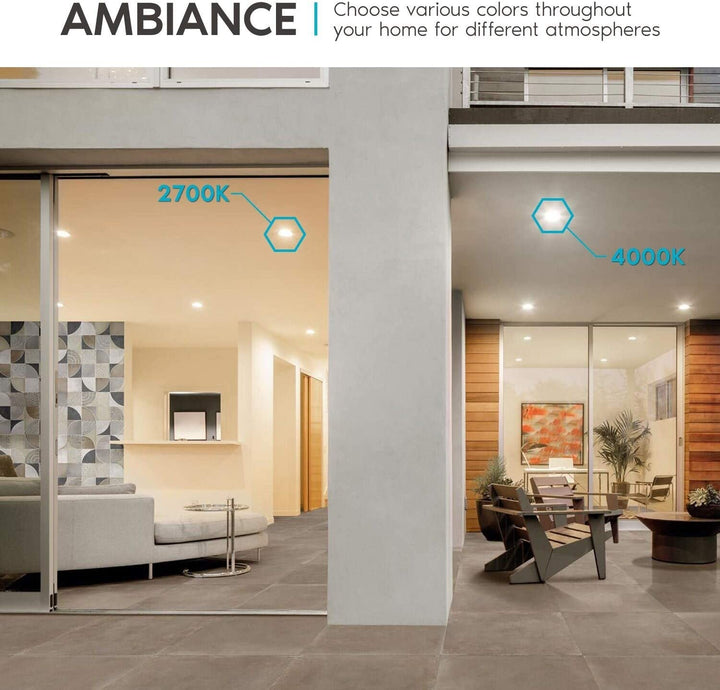 6" Square Led Recessed Lighting Color Temperature Selectable / 4 Pack White Modern Contemporary Metal Dimmable Retrofit - Diamond Home USA