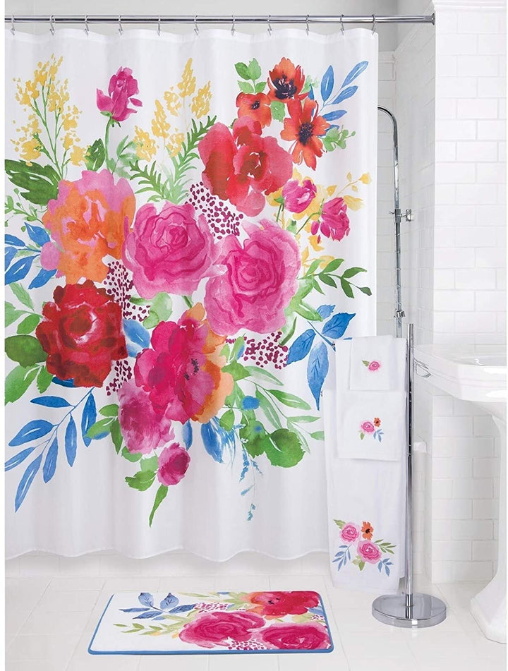 Floral Burst Bath Rug 20 X 30 White Memory Foam - Diamond Home USA