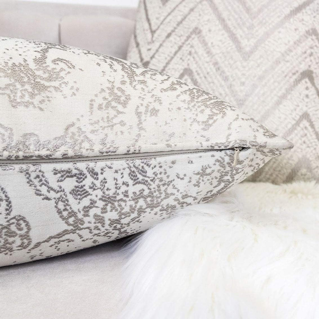 Cozy Paisley Throw Pillow Cover Insert Grey Polyester Single - Diamond Home USA