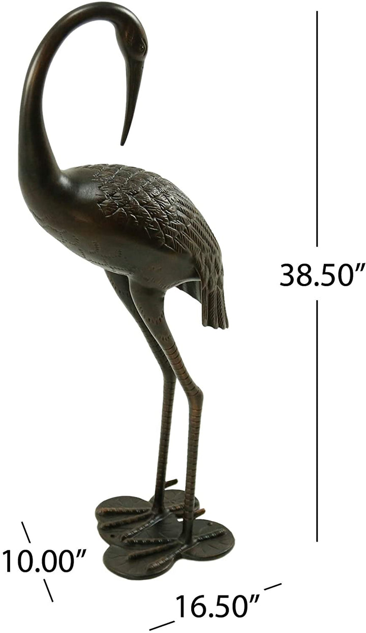 Outdoor 39 Inch Cast Aluminum Crane Statue by Brown Traditional - Diamond Home USA