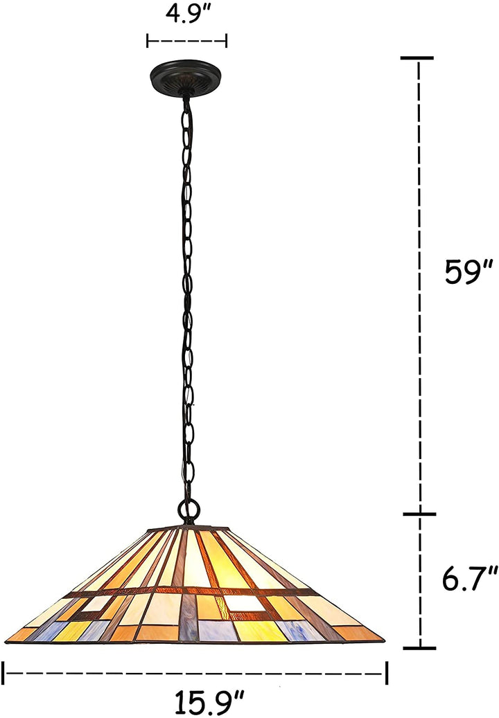 Tiffany 2 Light Blackish Bronze Pendant Color Art Glass Metal Dimmable
