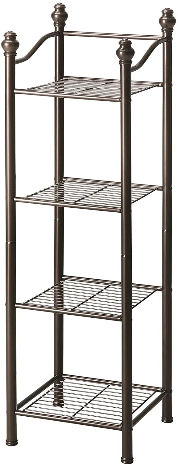 Belgium 4 Tier Bathroom Tower Black Brown Vintage Metal Bronze Finish - Diamond Home USA