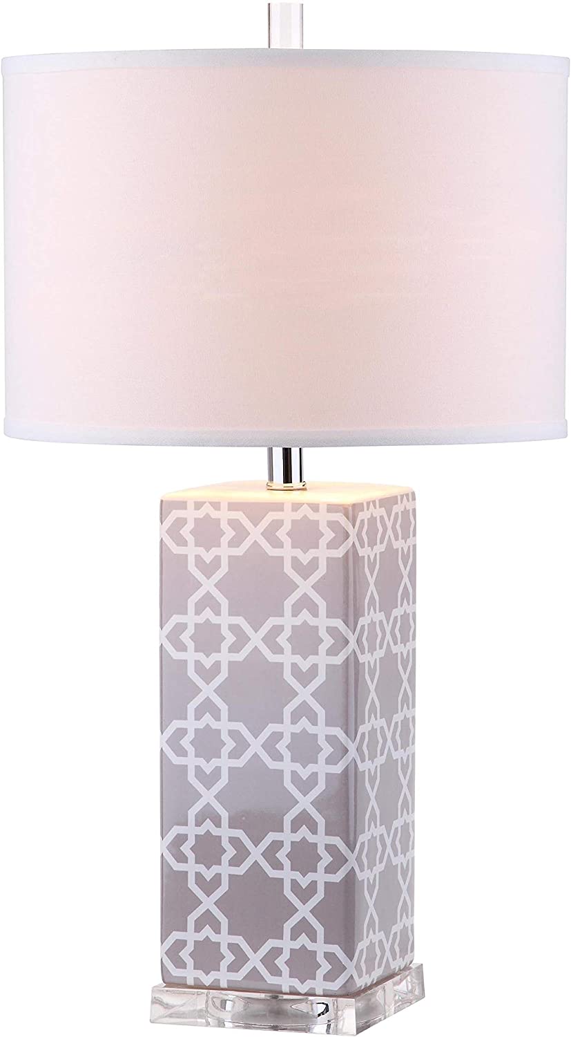 Lighting 27 inch Grey Quatrefoil Table Lamp (Set 2) 15"x15"x27" Modern Contemporary Transitional Nickel Bulbs Included