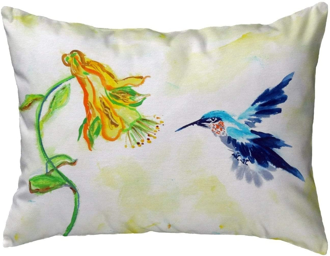 Hummingbird Yellow Flower No Cord Pillow 16x20 Color Graphic