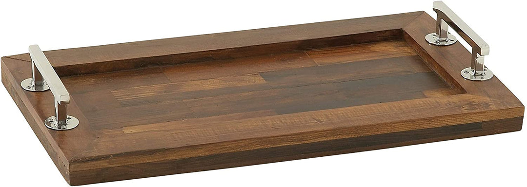 Classic Wood Steel Rectangle Tray Black