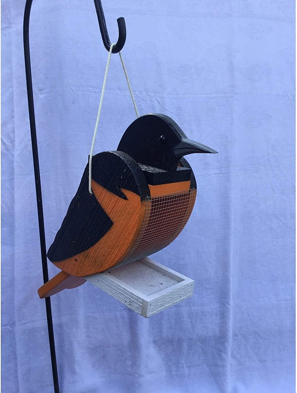 Pine Bird Shaped Feeder Orange Hanging Wood Made USA