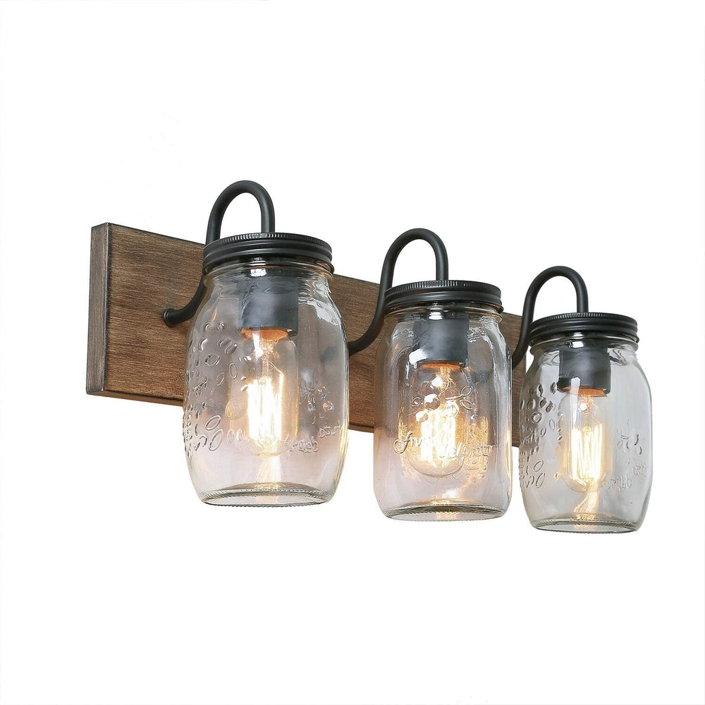 Modern Mason Jar Glass Wall Sconces 18 1" l X 7 9" Wx 9 4" h Metallic Mid Century Metal Black Dimmable - Diamond Home USA