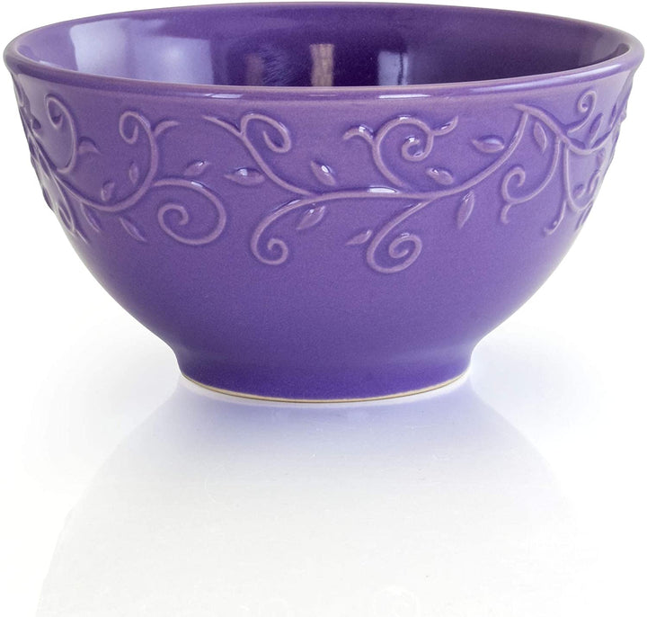 Lavender Field 16 Piece Dinnerware Set Purple Textured Casual Round Stoneware 16 Piece Microwave Safe - Diamond Home USA