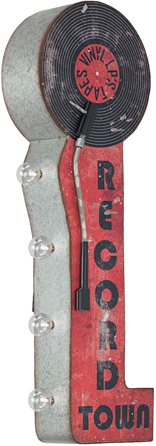 Record Town Double Sided Off Wall Led Marquee Light Up