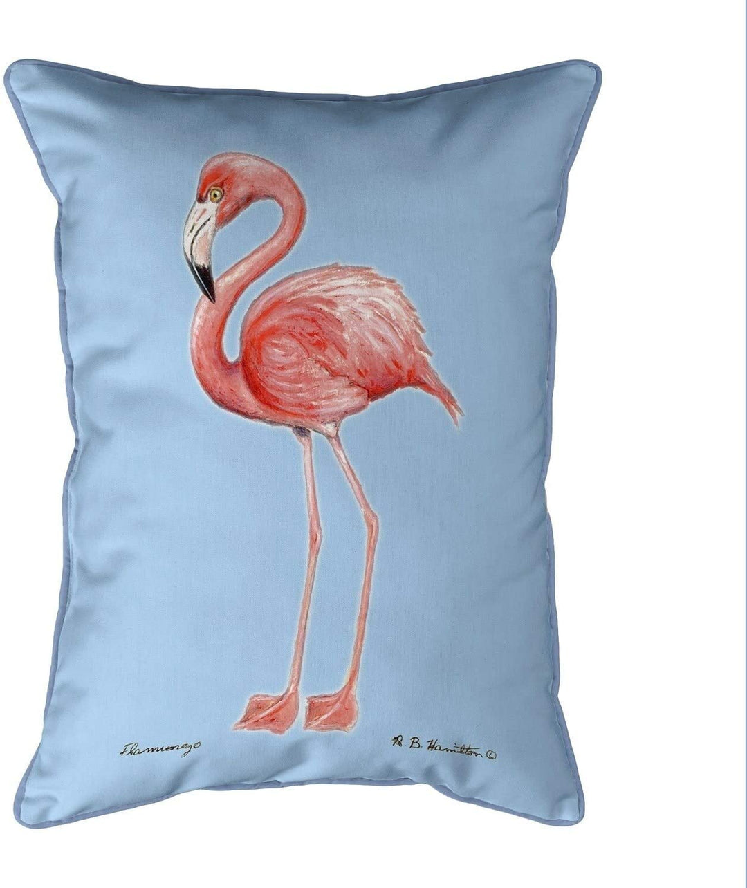 Flamingo Light Blue Background Small Corded Pillow 11x14