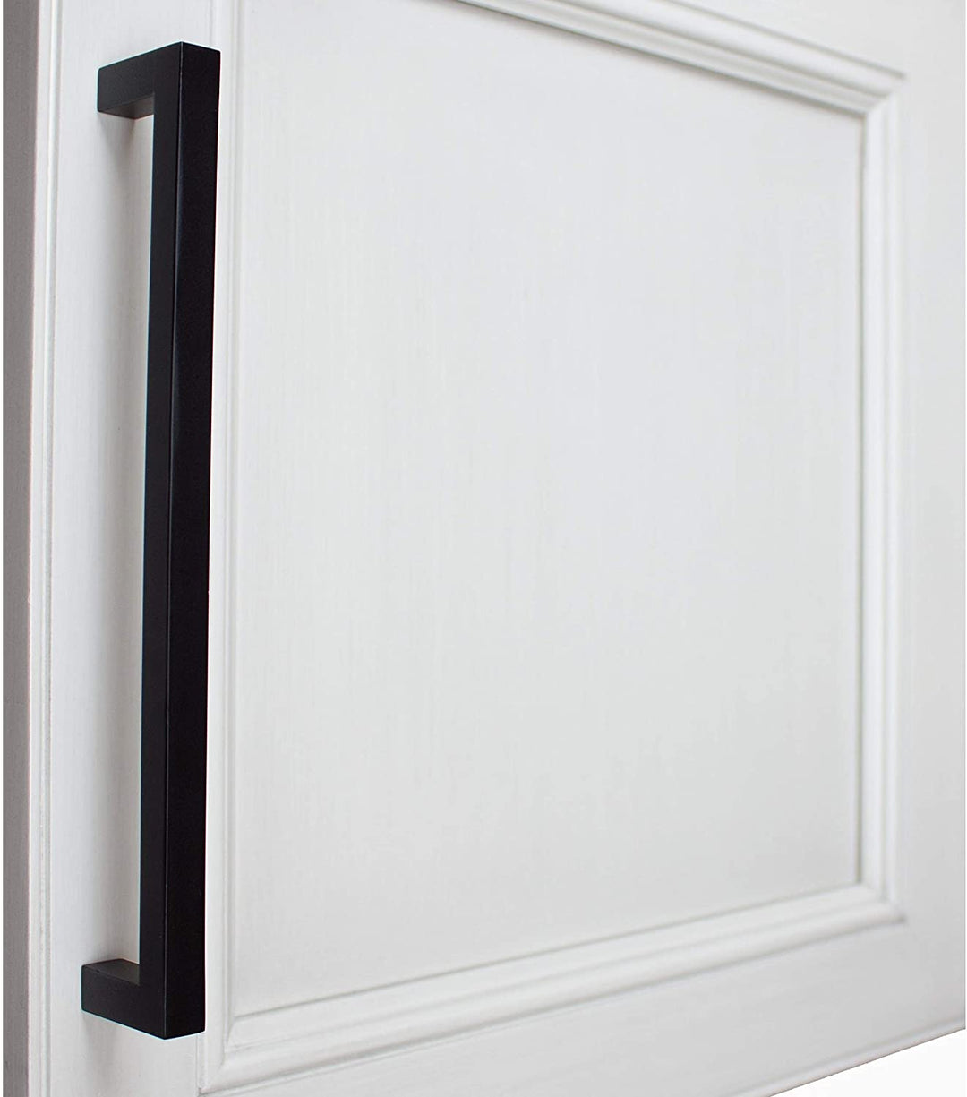25 Pack 7 9/16 inch Center Solid Square Bar Pull Black Modern Contemporary Metal Matte