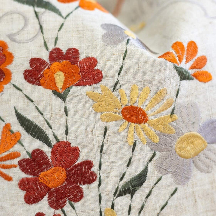 Cozy Embroidery Throw Pillow Cover Insert (Set 2) Orange Embroidered Linen Removable - Diamond Home USA