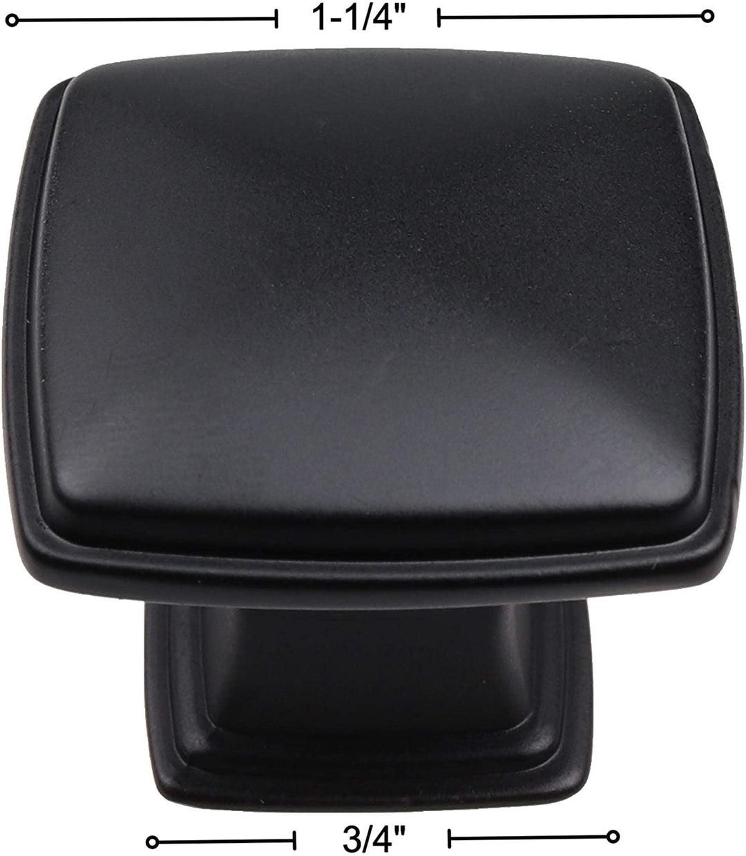 5 Pack 1 1/4 inch Square Cabinet Knob Black Modern Contemporary Zinc Matte - Diamond Home USA