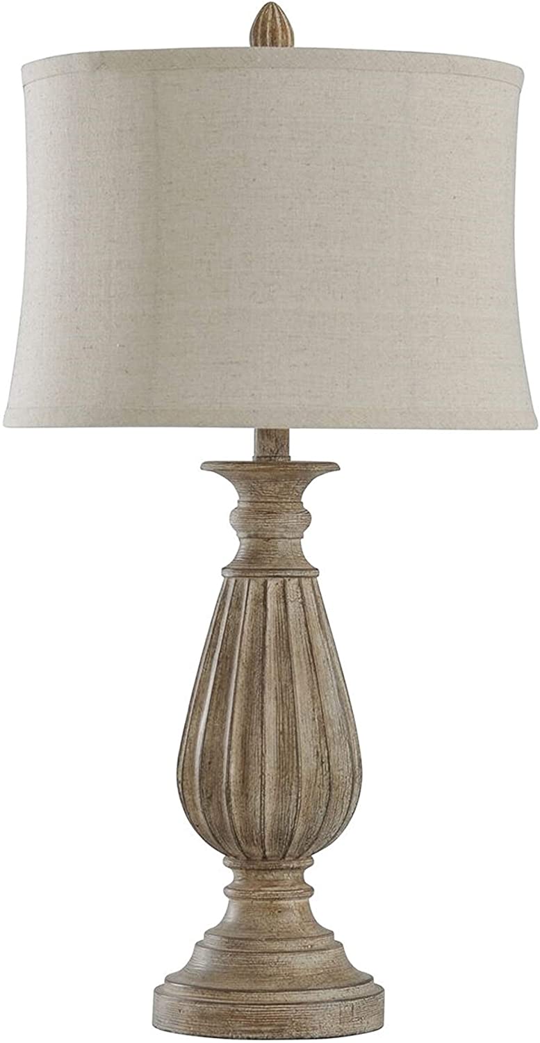 Poly Brown Black Tint Table Lamp Beige Shade Modern