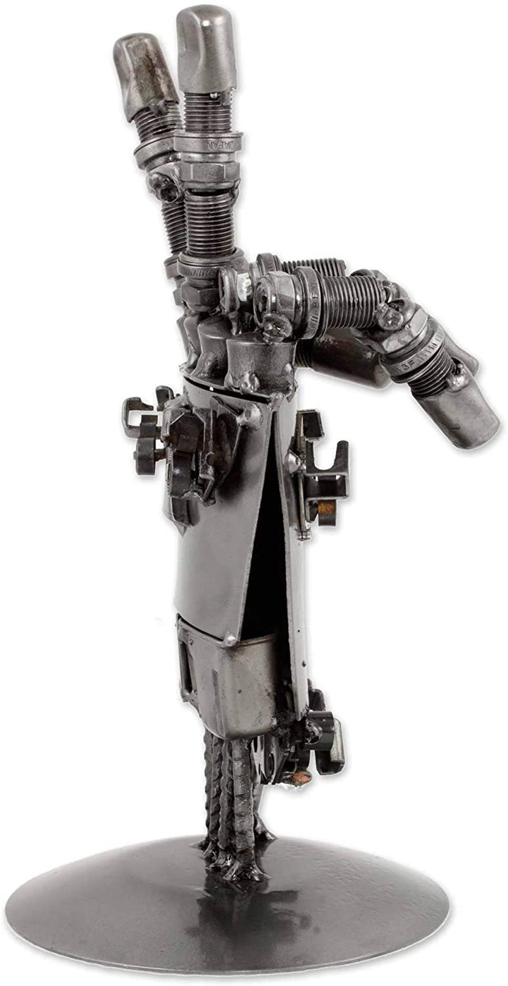 Auto Part Sculpture 'Rustic Robot Hand' (Mexico) Silver Metal Handmade - Diamond Home USA