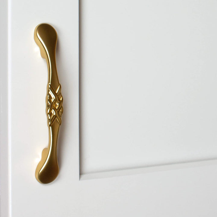 5 Pack 3 Center Brass Gold Braided Cabinet Pulls French Country Zinc Finish - Diamond Home USA