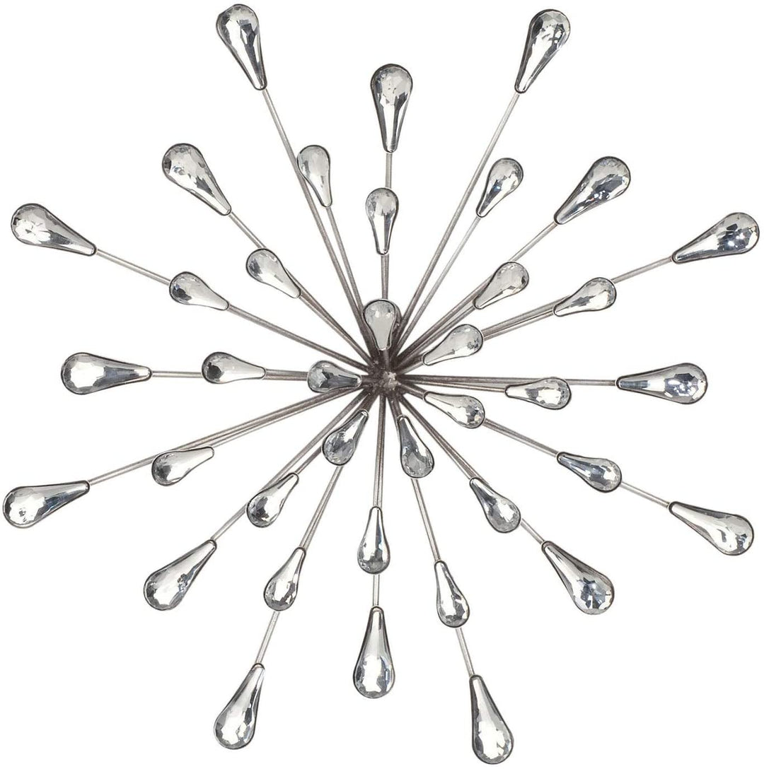12 5" Dia Silver Starburst Metal/ Beads Wall Art