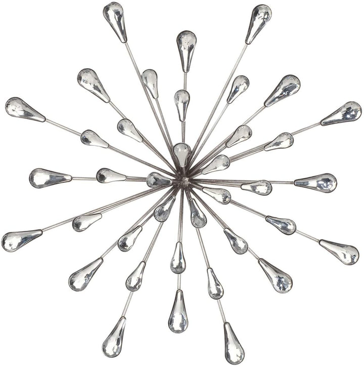 12 5" Dia Silver Starburst Metal/ Beads Wall Art