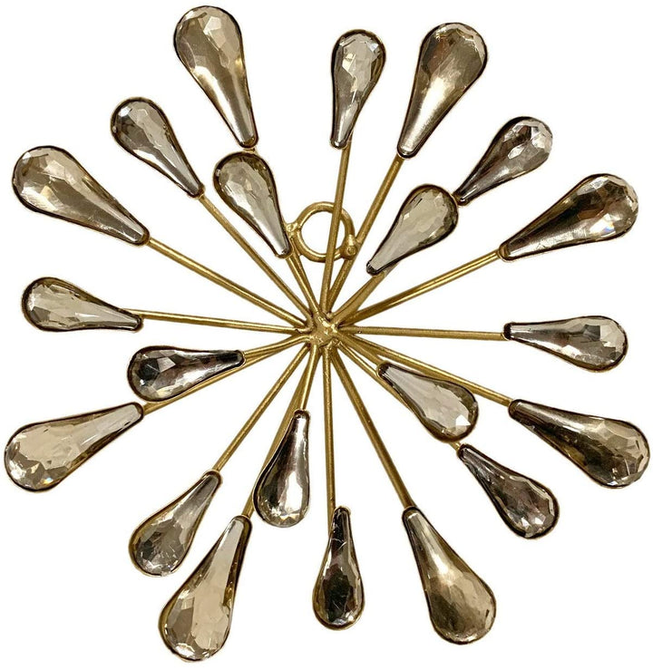 2 Piece Starburst Metal/Clear Beads Wall Art Clear Gold Modern Contemporary Acrylic Metal 3dp - Diamond Home USA