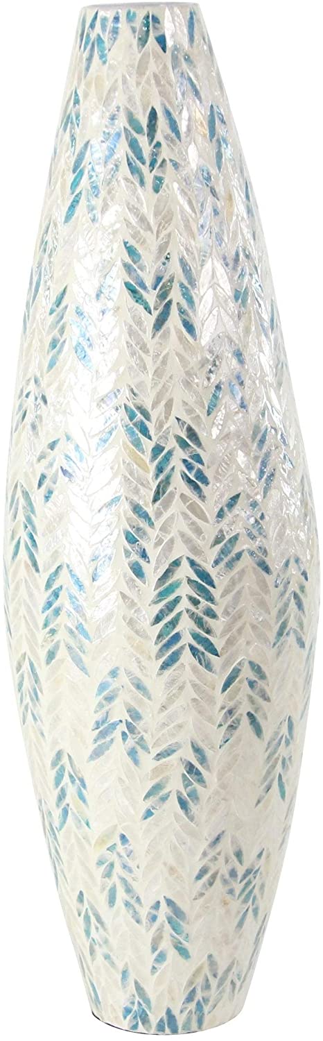 Modern 34 X 11 Inch Shell Vase Color Contemporary Wood
