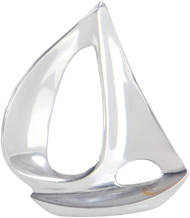 3 Piece Silvertone Sailboat Sculpture Set Silver Metal - Diamond Home USA