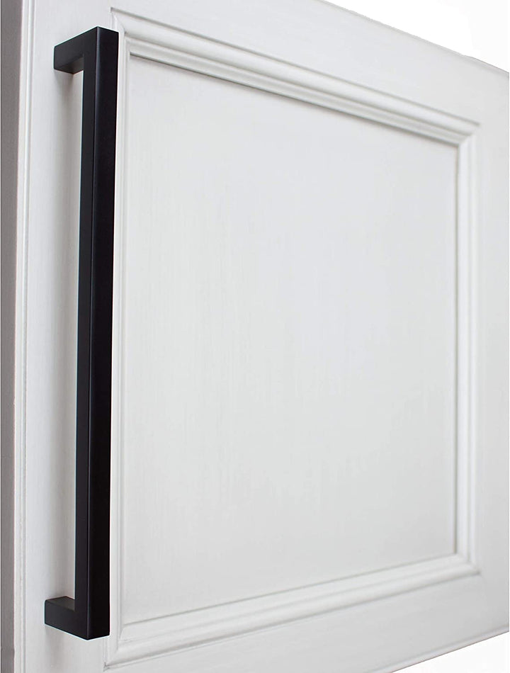 10 Pack 8 3/4 inch Center Solid Square Bar Pull Black Modern Contemporary Metal Matte - Diamond Home USA