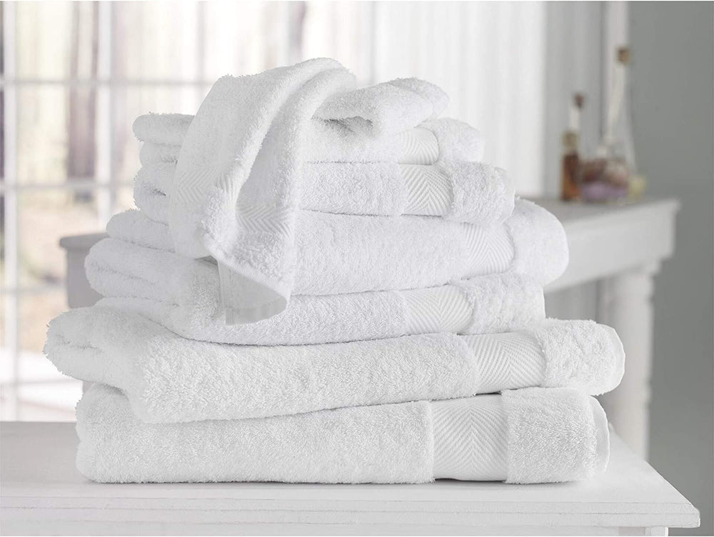 MISC Kansas Turkish Cotton 8 Pcs Hand Towels White Solid Color Same Size Set Quick Dry