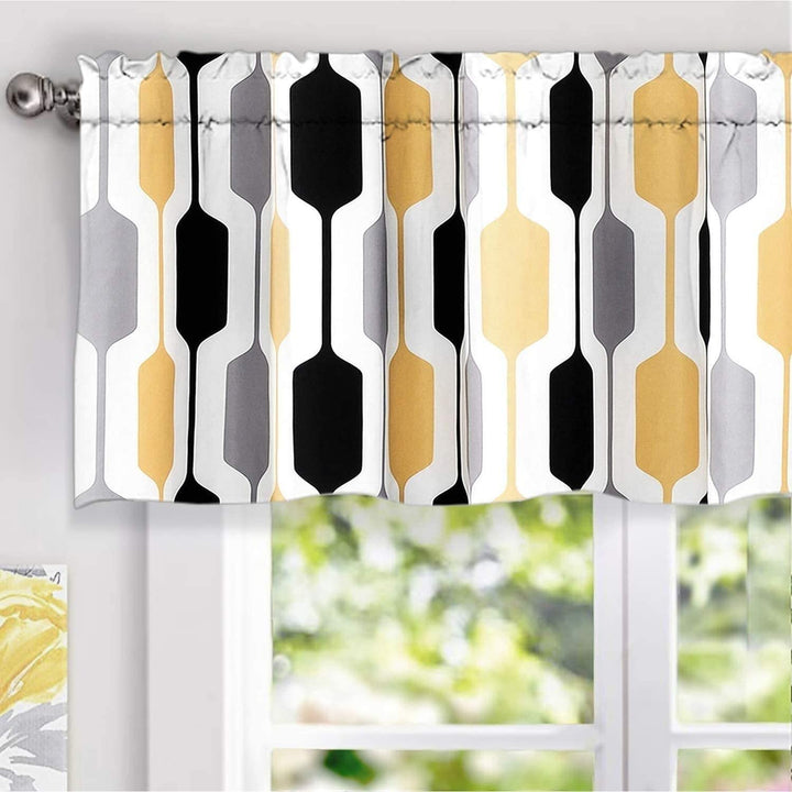 Geo Lined Window Curtain Valance Yellow Geometric Mid