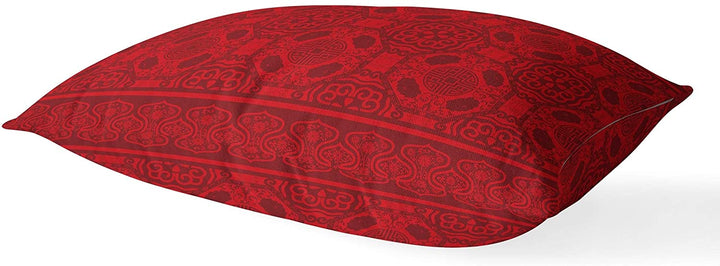 Red Overdye Lumbar Pillow Red Geometric Global Polyester Single Removable Cover - Diamond Home USA