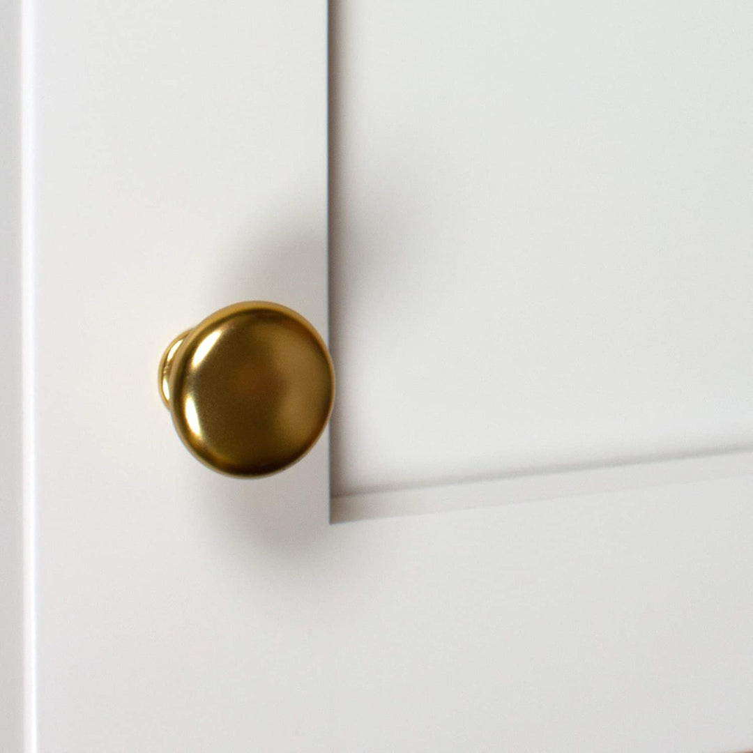 10 Pack 1 1/8 Gold Round Cabinet Knobs Brass Traditional Zinc Finish - Diamond Home USA