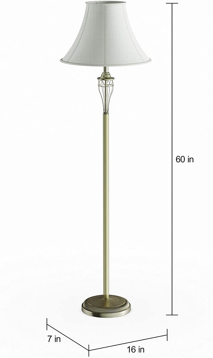 MISC Antique Brass 3 Piece Lamp Set Green