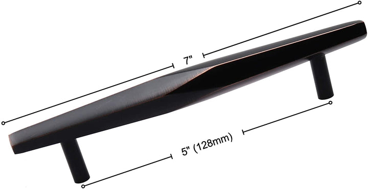 10 Pack 5 inch Center Solid Faceted Bar Pull Brown Modern Contemporary Metal Oil Rubbed