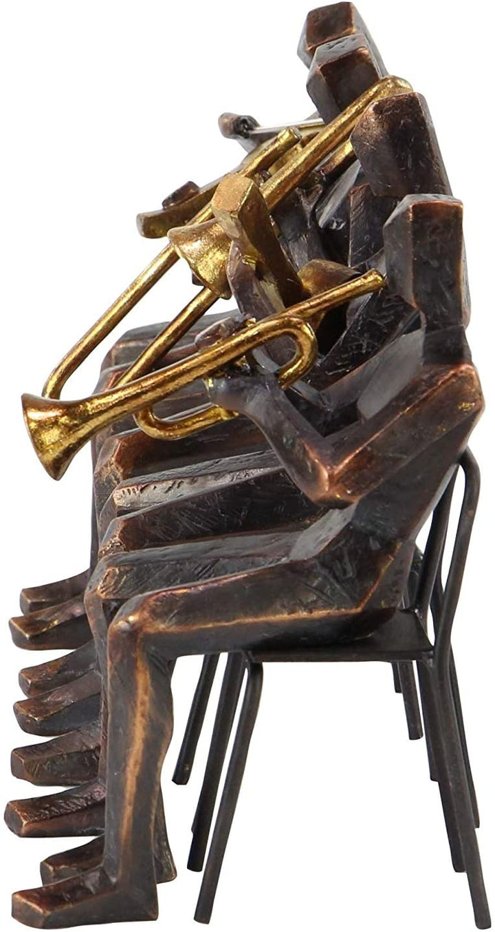 Set 4 Traditional Resin Metal Musician Sculptures Brown Culture Bronze Finish - Diamond Home USA