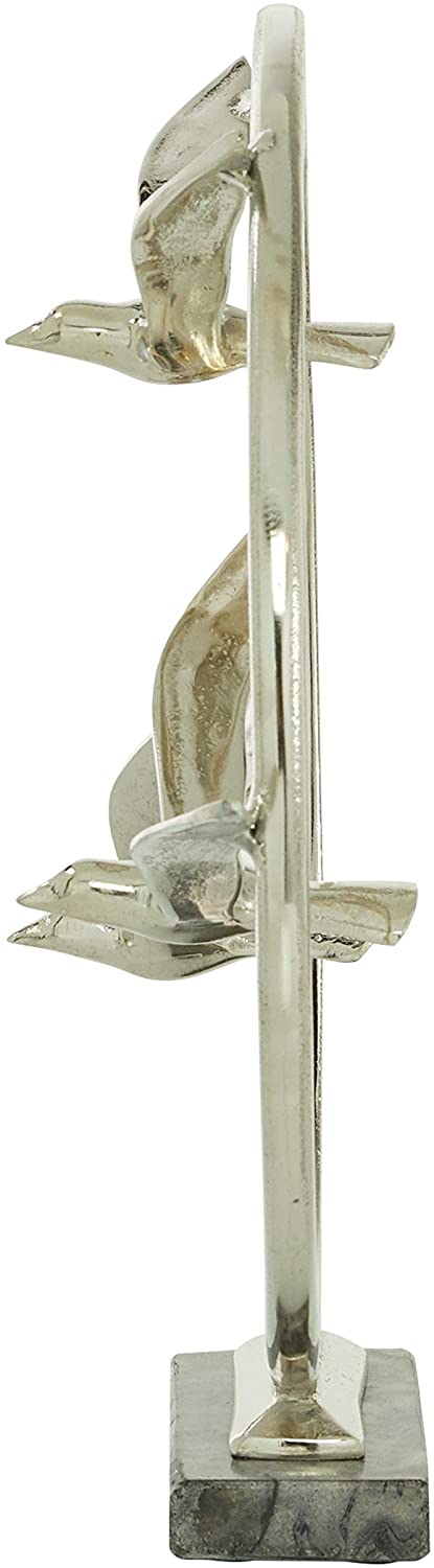 Bird Sculpture Silver Finish W Dark Marble Base 19 X 5 18round - Diamond Home USA