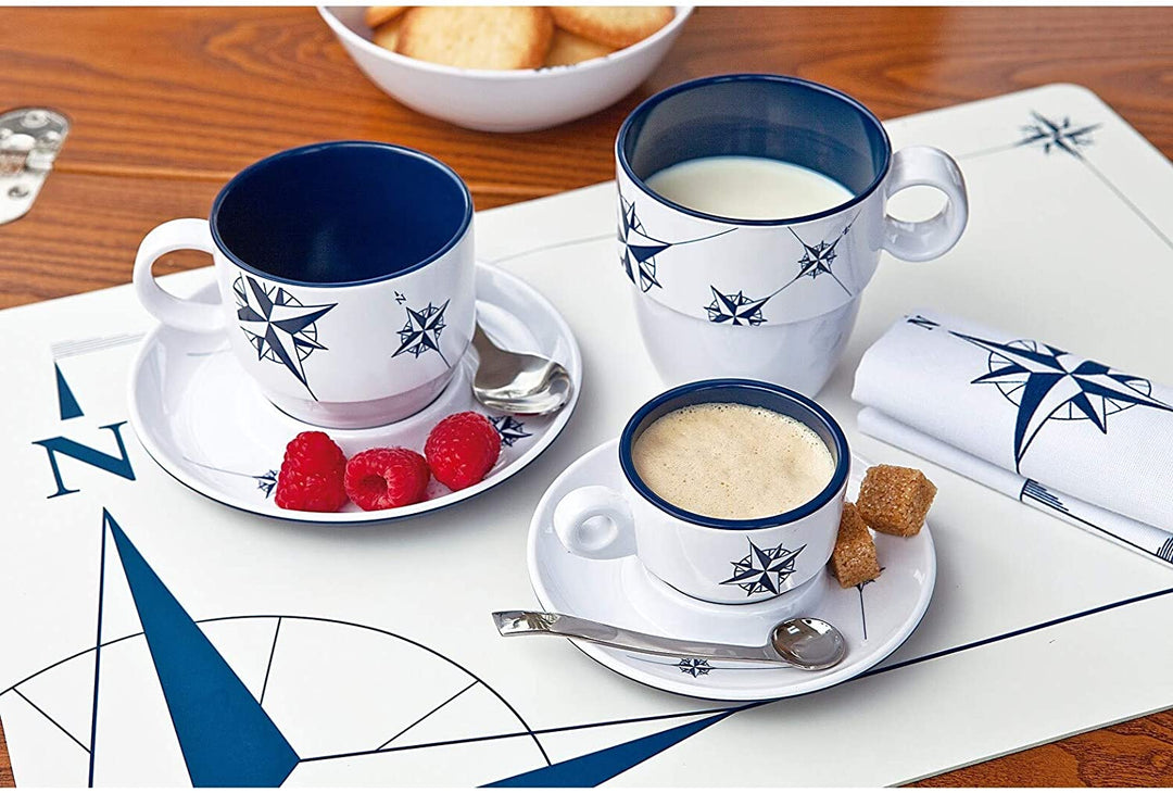 Non Slip Mug Set 6 Color Coastal Casual Round Piece Dishwasher Safe - Diamond Home USA