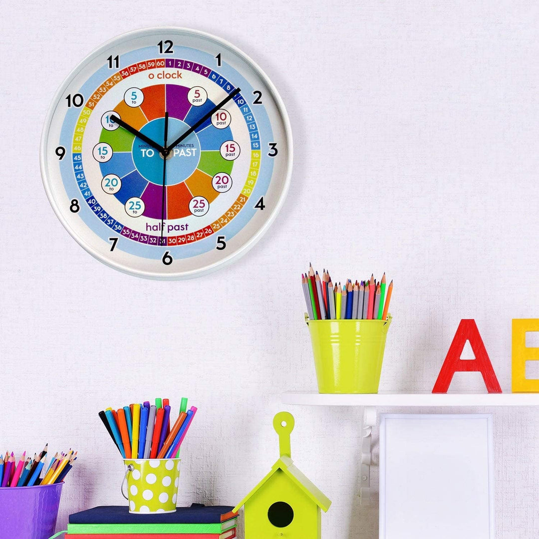 Colorful Kids Clock Time Learning DIY Art Home Decoration