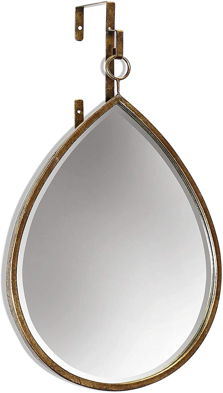 Harp Finial Haile 24 inch Plain Beveled Glass Mirror Gold