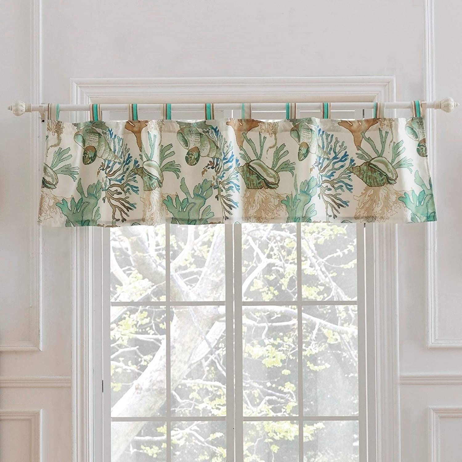 Green 84 inch Window Valance Coastal Nautical 100% Polyester Lined ...