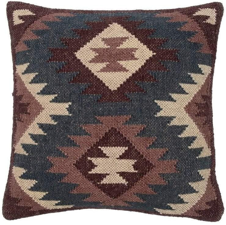 Handmade 20" Throw Pillow Set 2 (India) Blue Geometric