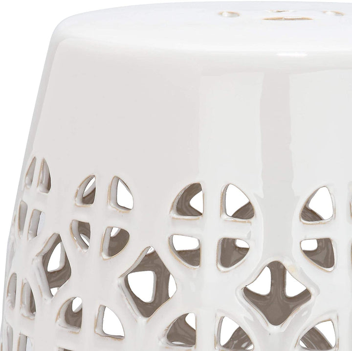 Paradise Tranquility Cream Ceramic Garden Stool 13 5" X 17" Handmade
