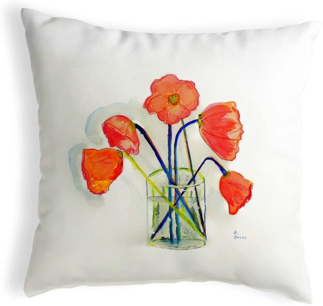 Poppies Vase Small No Cord Pillow 12x12 Color Graphic Casual
