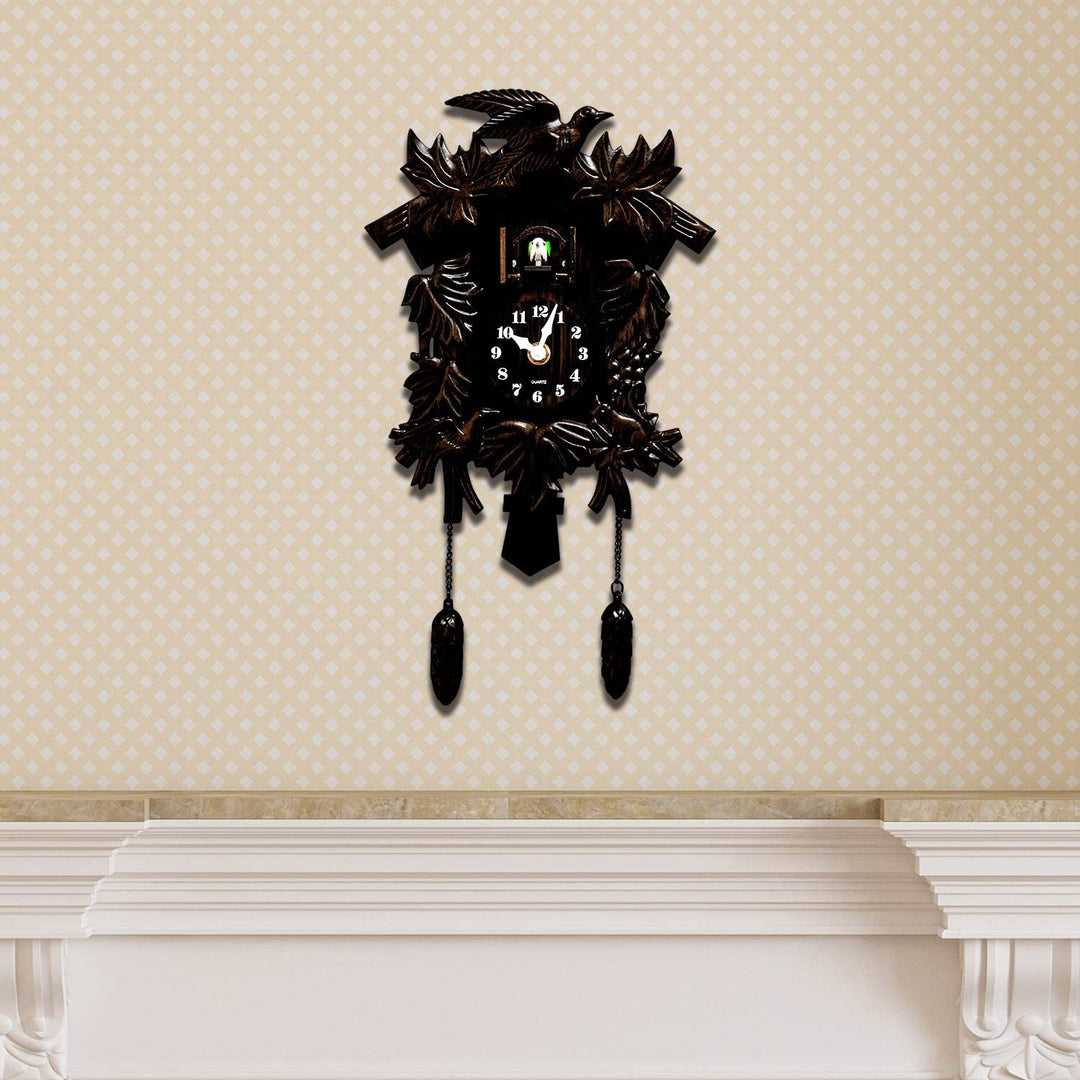 Antique Black Forest Bronze Cuckoo Wall Clock Modern Contemporary Rectangular Plastic Minute Hand - Diamond Home USA