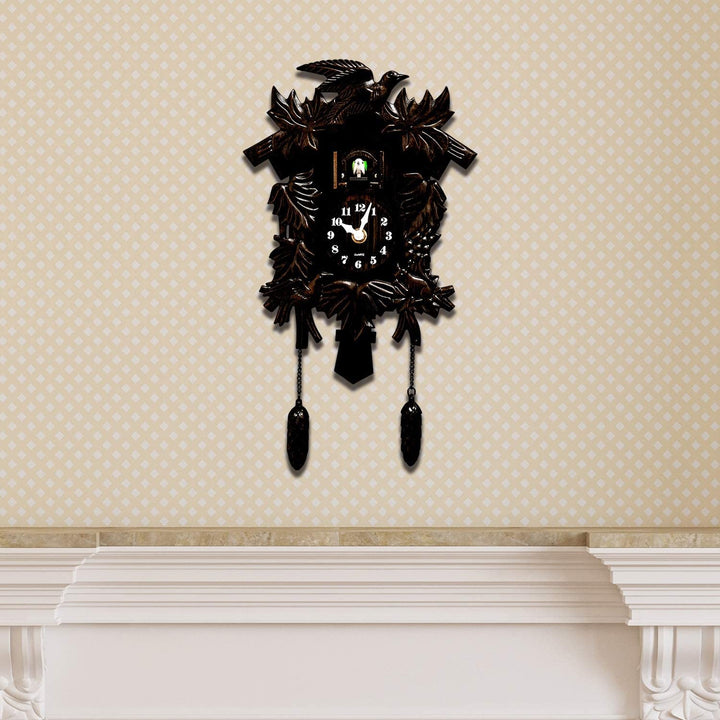 Antique Black Forest Bronze Cuckoo Wall Clock Modern Contemporary Rectangular Plastic Minute Hand - Diamond Home USA