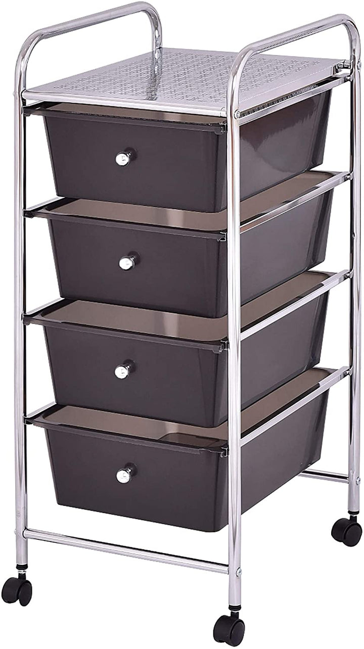 4 Drawers Cart Storage Bin Organizer Rolling Black Modern